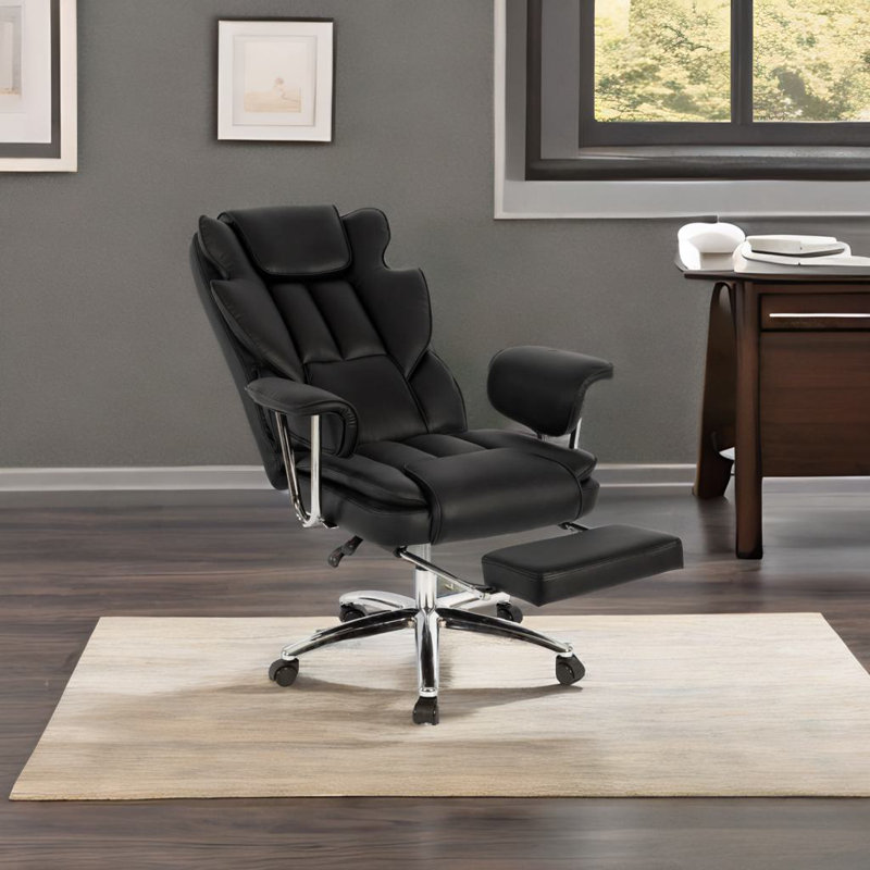 Chaise de bureau avec repose-pieds, Noir