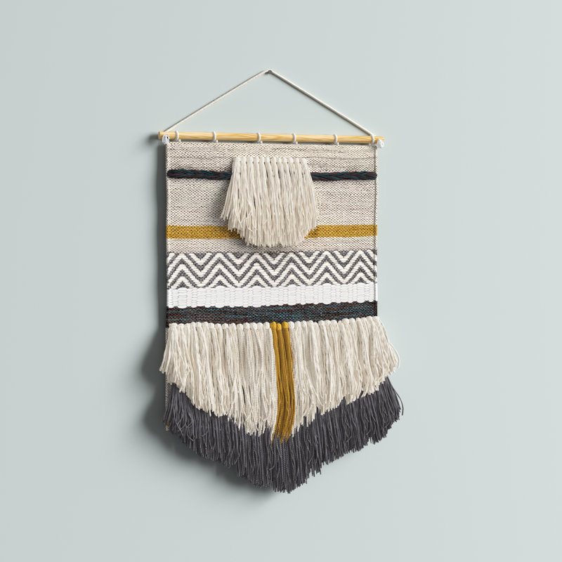 Suspension murale en tissu mélangé avec tige Ziemer, Gris anthracite / beige