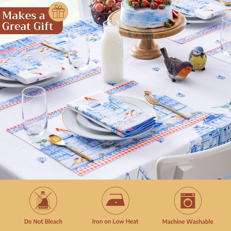 Maison d' Hermine Cloth Napkins Set of 4 100% Cotton Everyday Reusable Square Napkins Cloth Washable Dinner Wedding Restaurant Valentines Day Decorations Spring/Summer (Amsterdam Canals, 20" x 20")