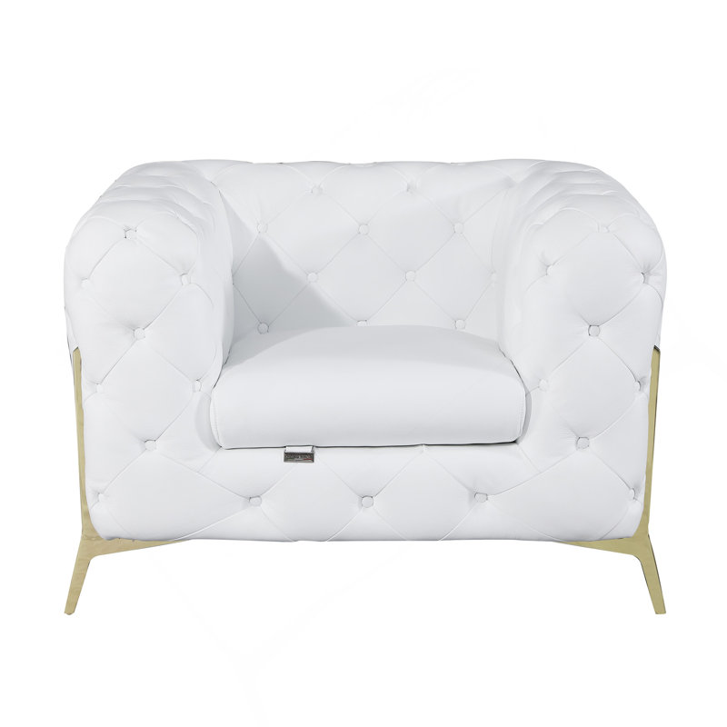 Fauteuil en cuir italien 100% Global Global, Blanc