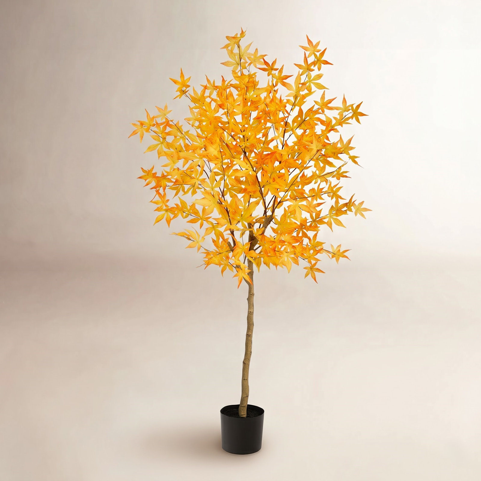 Maple Tree with Base Included, Yellow, 60" H x 19" W x 12" D