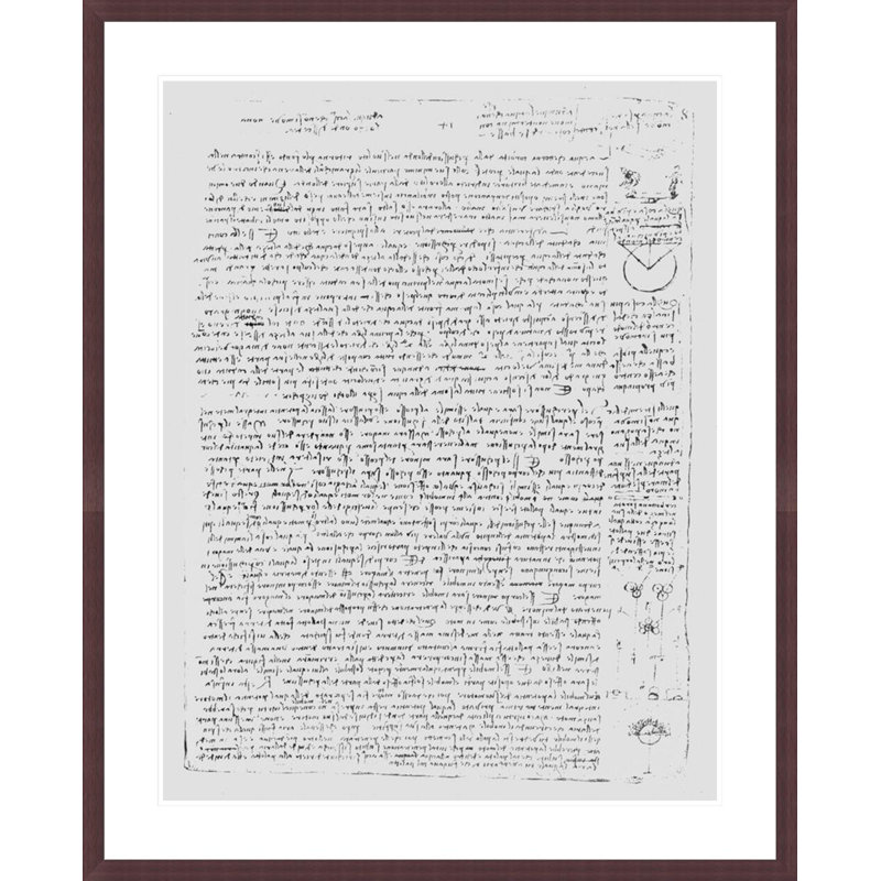 Page from the Codex Leicester by Leonardo da Vinci -Framed Giclee Print, H 41,29 po x l 33,5 po