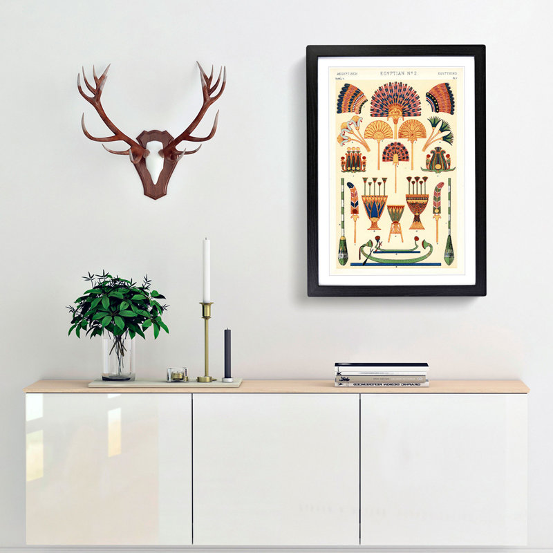 Egyptian Pattern by Owen Jones - Picture Frame Painting Print, Black Framed, 65cm H x 48cm W x 2cm D