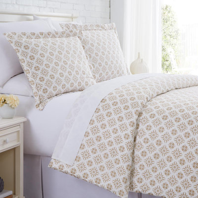 Southshore Fine Linens Aztec Dreams Full/Queen 300 Thread Count Cotton Sateen Reversible Geometric Duvet Cover Set, 3-Piece, Aztec Dreams Taupe