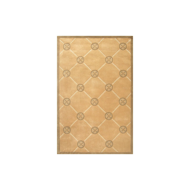 Normandie Beach Compass Handmade Wool Tufted Area Rug in Sand & Ivory, Rectangle 3'6" x 5'6"
