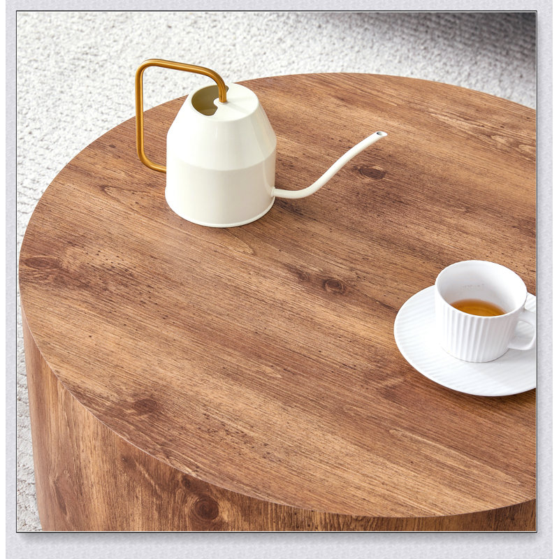 The cylindrical table with its patterned design can be easily integrated