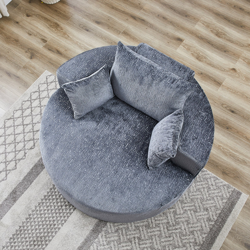 Canapé éponge Boneless, fauteuil-lit moderne moelleux, Chenille gris-bleu, 35" H x 55" W x 55" D