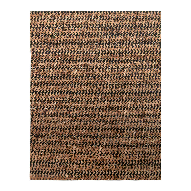 Scandinavian Hand Knotted Wool Geometric Area Rug, Rectangle 12' x 16'