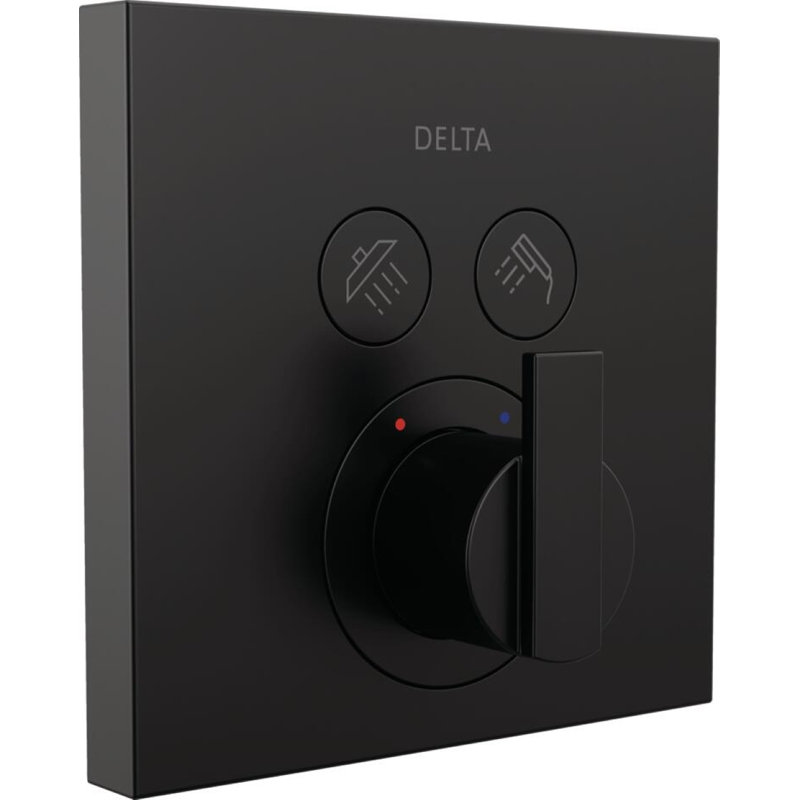 Angular Modern Push-Button Shower, Matte Black