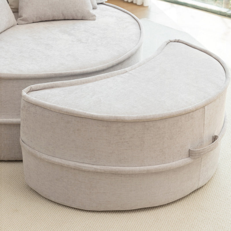 Canapé avec repose-pieds et repose-pieds Chenille, Gris