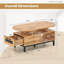 Table basse ovale de 47 pouces avec tiroirs de rangement et compartiments ouverts Hommoo, finition bois pour le salon, style industriel, naturel et noir-132677177