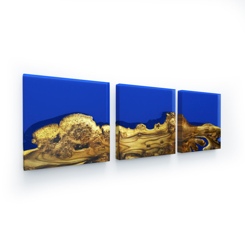 Luxury Handmade Solid Wood Wall Decor, Blue
