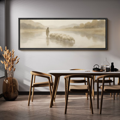 Grande impression sur toile encadrée, "Jesus and Sheeps Print for Faith", décoration murale