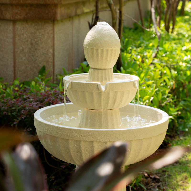 37.80" H Cascading Waterfall Fountain, Beige