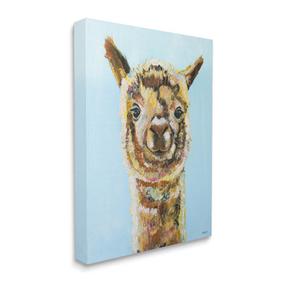 «Happy Llama Farm Animal Face», art mural sur toile par Jen Seeley