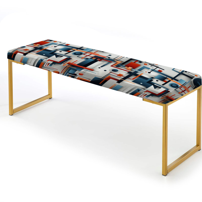 Banc rayé rembourré or, Matrice industrielle bleue