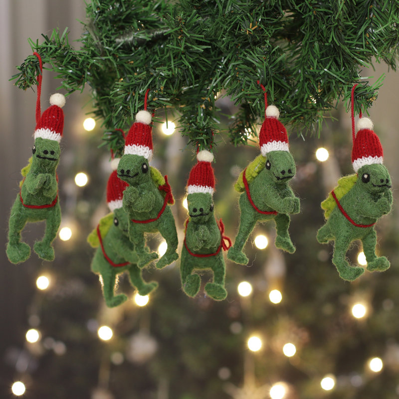 Dakota Fields Handmade Dashing Dinos Wool Felt Ornaments