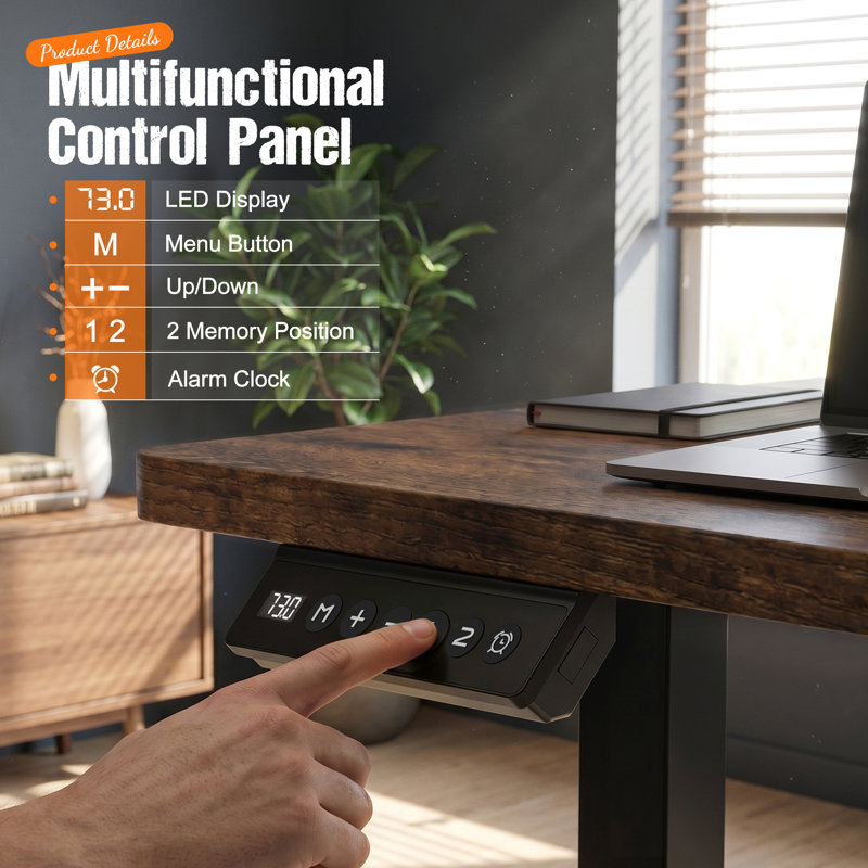 63"L-Shaped Electric Adjustable Standing Desk Ergonomic Computer Desk for Home Office, Brown