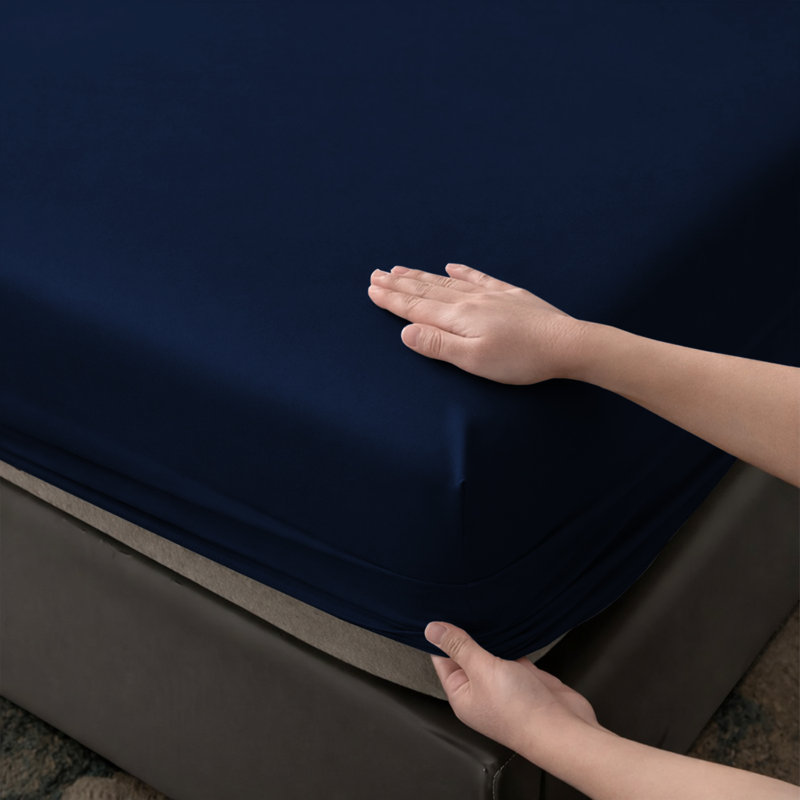 Aspire Homeware Premium 25cm Deep Fitted Sheet for Stylish and Comfortable Bedding, Navy, Super King (6')