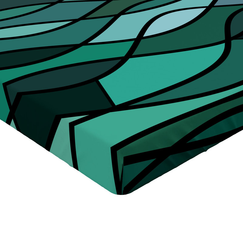 Drap-housse orange Ambesonne, Drap-housse pour lit simple TG, Vert foncé / abstrait turquoise