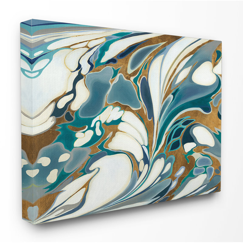 «Blue and Gold Water Marble» par Third and Wall - impression sur toile tendue, H 16 po x l 20 po x P 1,5 po, Toile