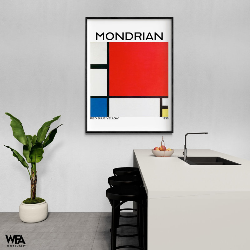 «Composition with Red - Blue - and Yellow 1930» par Piet Mondrian, reproduction d'art encadrée, impression d'art moderne