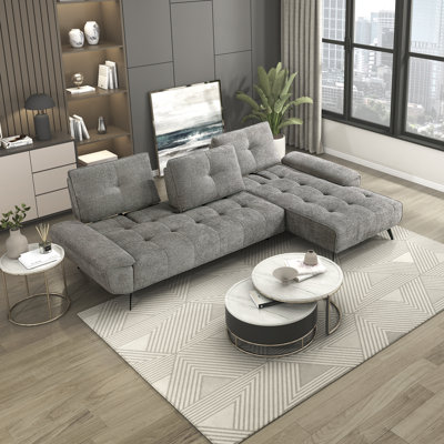 Kenner 125" Modern & Contemporary 2-Piece Sectional - Chenille Sectional, Customizable Seat Depth, Chaise for Lounging