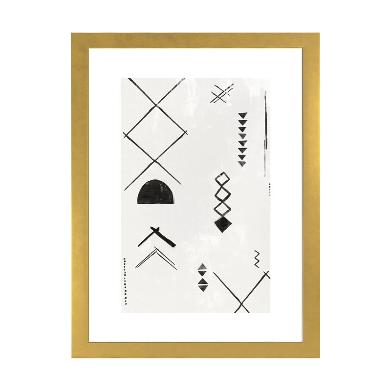 «African Motifs II» par Isabelle Z - reproduction d'art, Papier encadré doré, H 32 po x l 24 po x P 1 po, Blanc