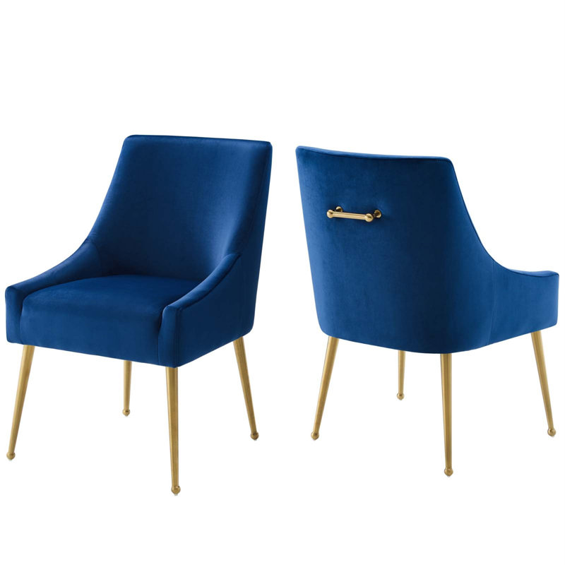 Chaise en velours argenté Orchid Allison, 2, Marine