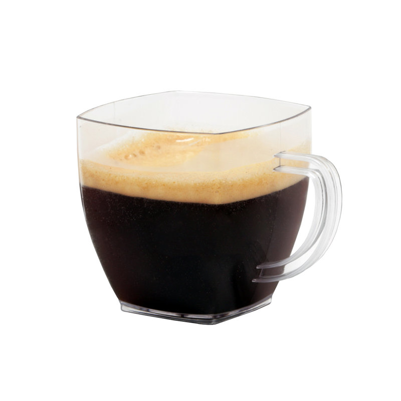 Restaurantware-2 Ounce Clear Square Cups, 100 Disposable Plastic Coffee Cups - Hard Plastic, With Handles, Clear Mini Espresso Cups, For Catering Events, Parties, Weddings, And Cafes