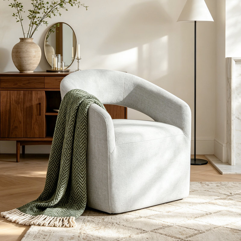 Chenille Roller Armchair, Ash Gray