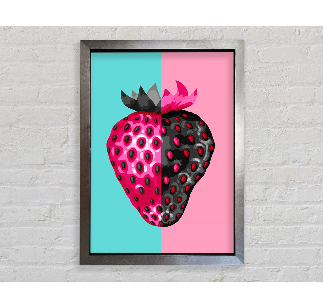 Gerahmtes Wandbild Pop Art Strawberry