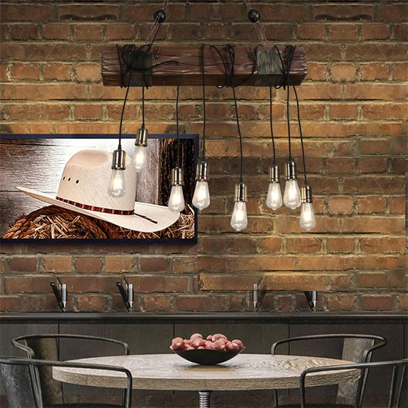 Lustre rectangulaire unique à 8 lumières