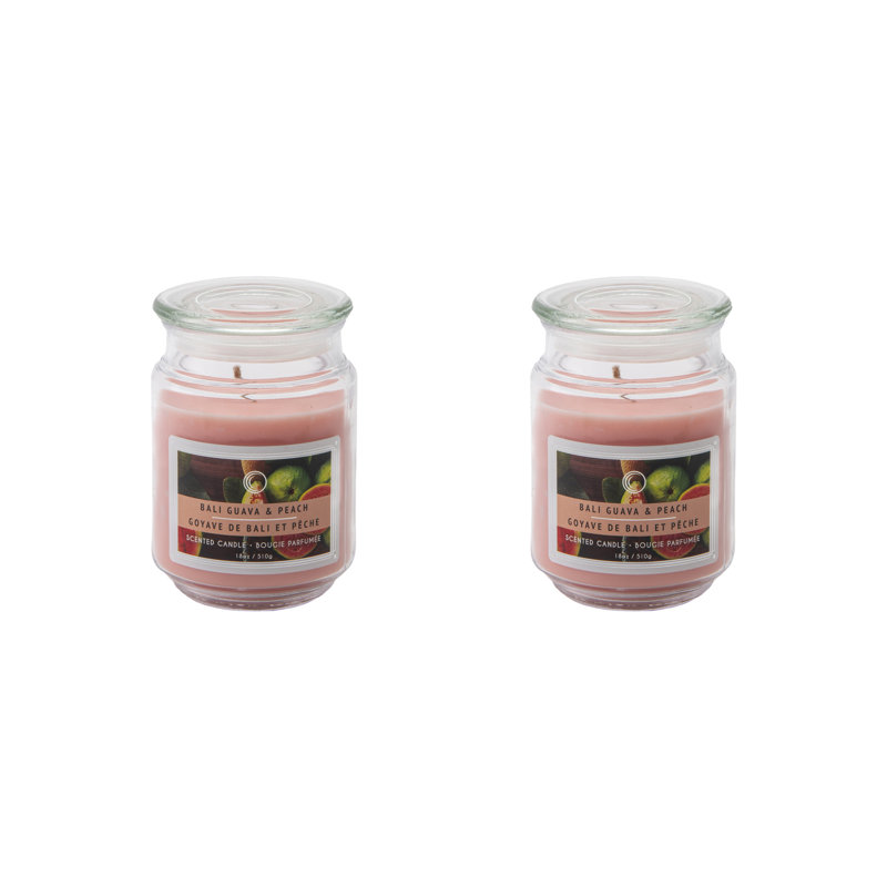 Pot parfumé 18 oz avec couvercle en verre goyave et pêche Haight de Haight - ensemble de 2, Bali goyave et pêche