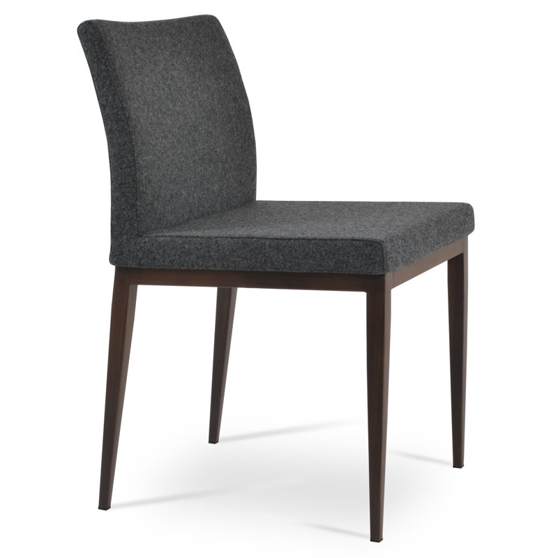 Aria MW Side Chair, Dark Gray, Walnut