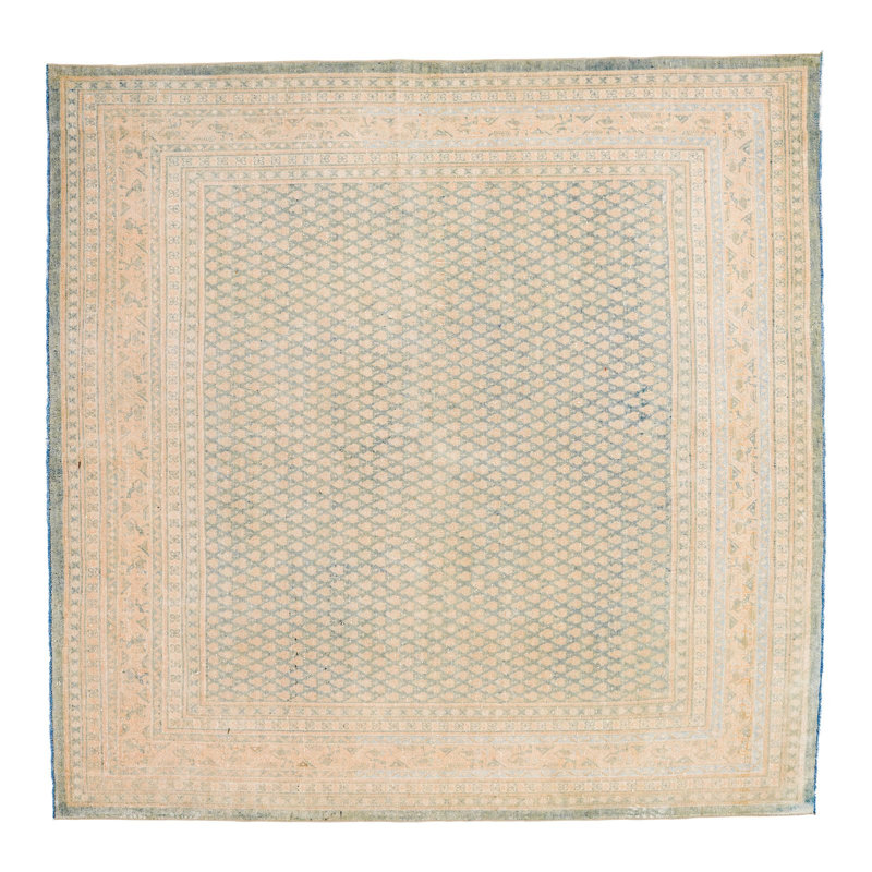 Tapis unique beige / bleu 7 pi x 7 pi 1 po
