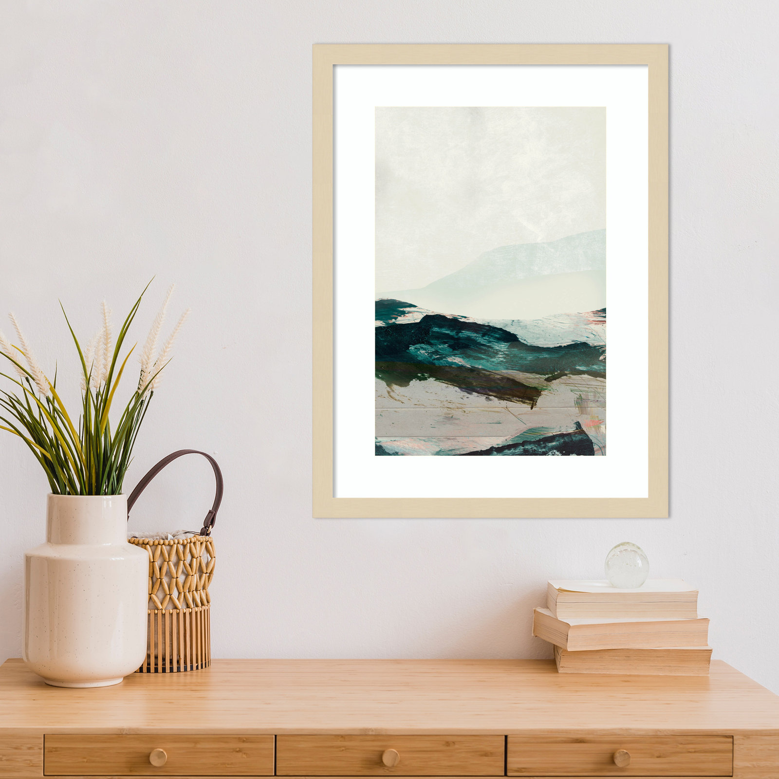 Cleve "Mountains No. 2" Print, Brown Framed, 21" H x 16" W