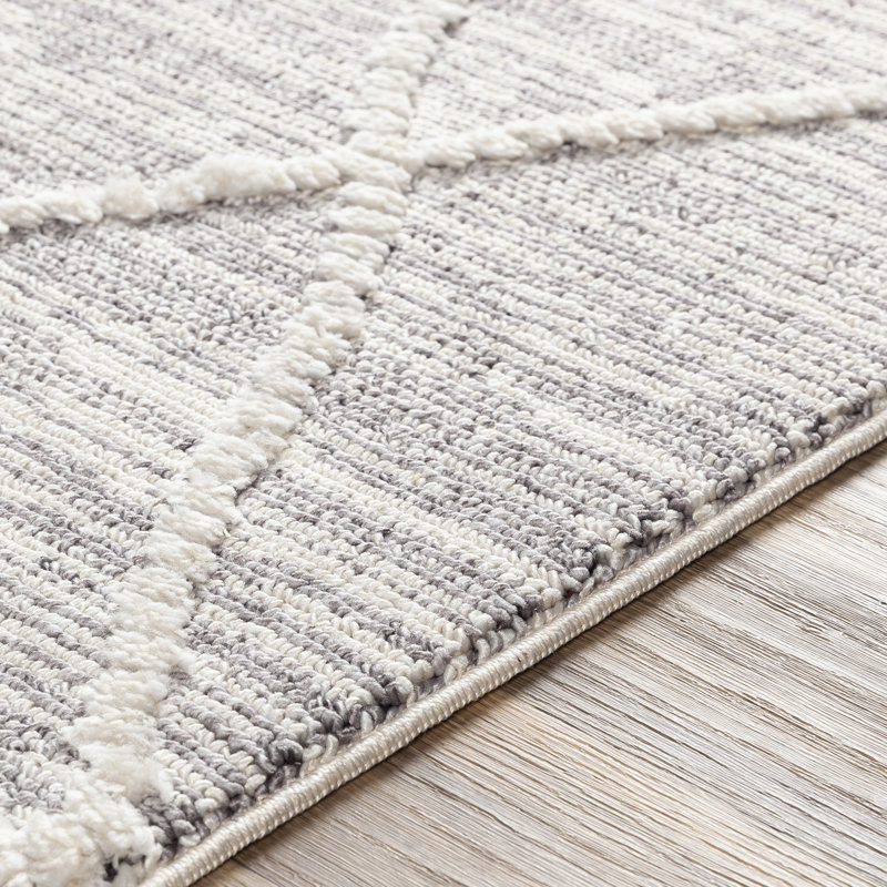 Tapis gris et noir à motif géométrique Adhvaith, Tapis de couloir 2 pi 7 po x 7 pi 6 po