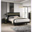 Ensemble de mobilier de chambre à coucher, grand lit 3 pièces noir / doré moderne avec DEL + 2 tables de chevet, bordure en acrylique | Bois d'ingénierie, métal | Lits standard-1960089030-1960089024