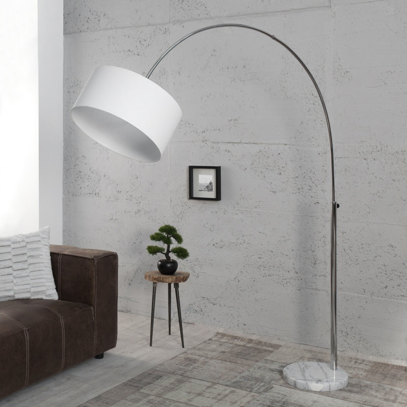 Daniels 170cm Silver Arched Floor Lamp, White