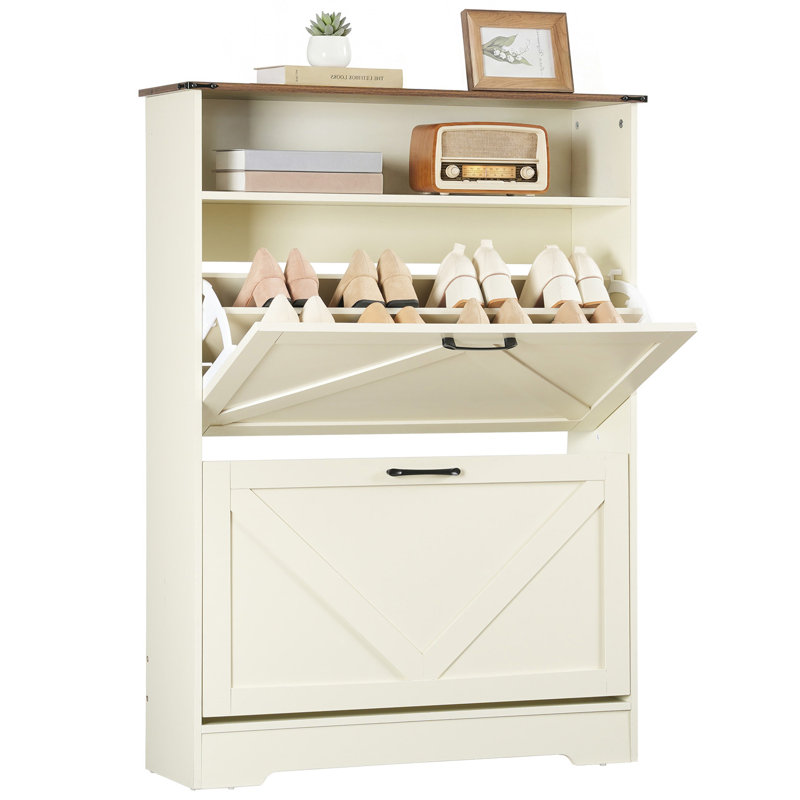 Armoire à chaussures avec 2 tiroirs rabattables