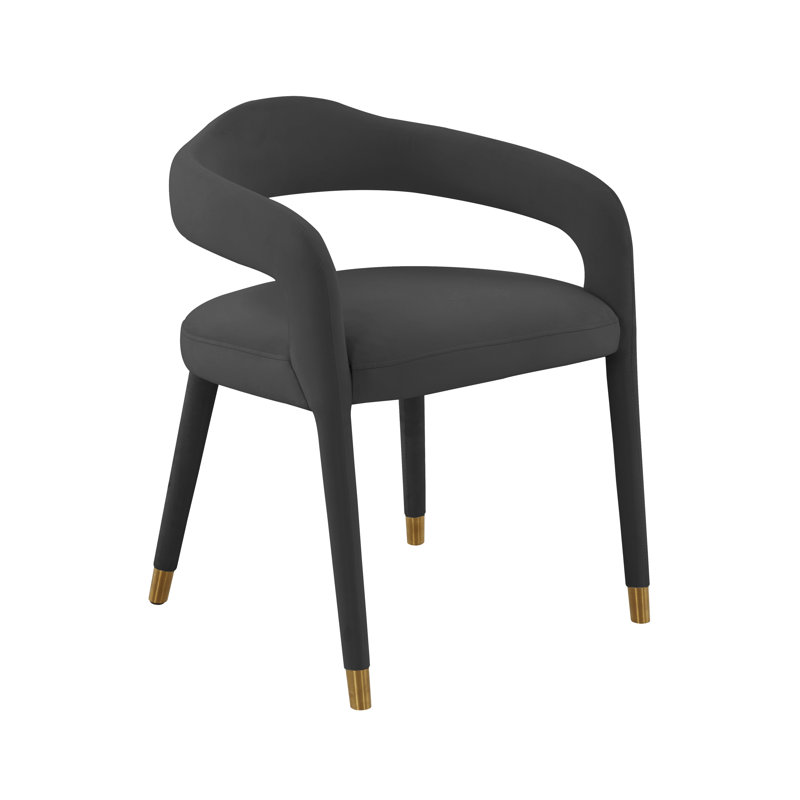 47.8cm H Velvet Upholstered Armchair, Black