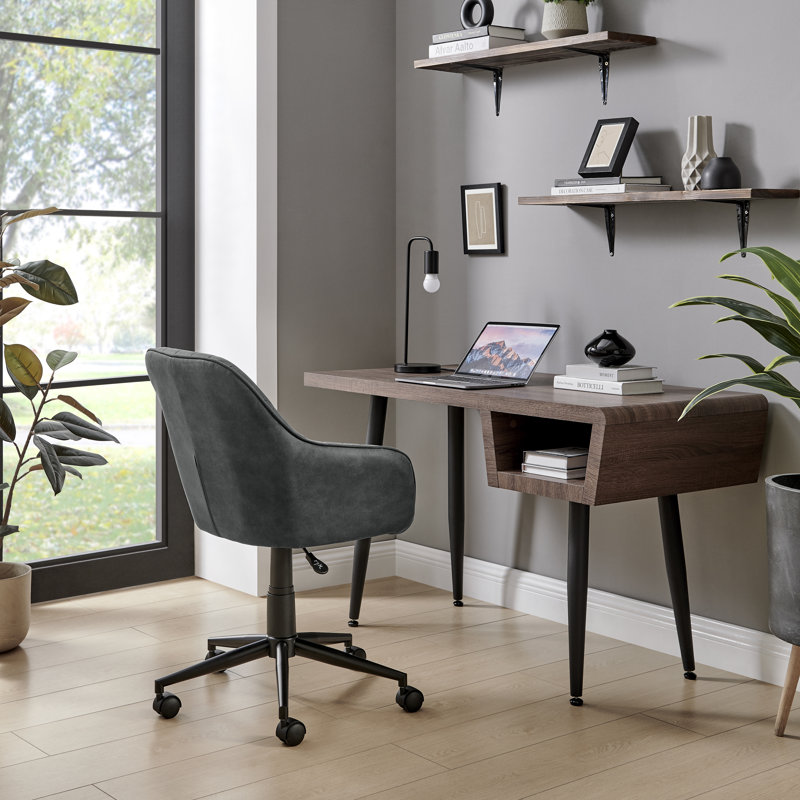 Alerah Luxury Home Office Vanity Chair - Upholstered  Modern Tub Chair Design, Black Faux Leather