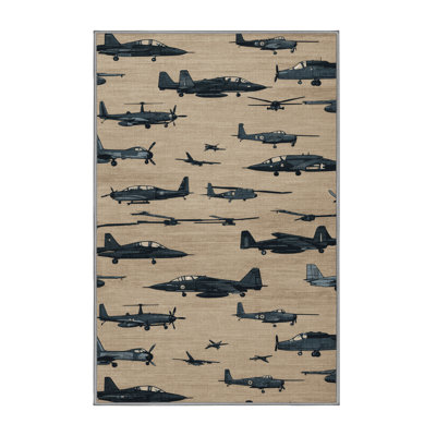 Machine Washable Transportation Gray Area Rug
