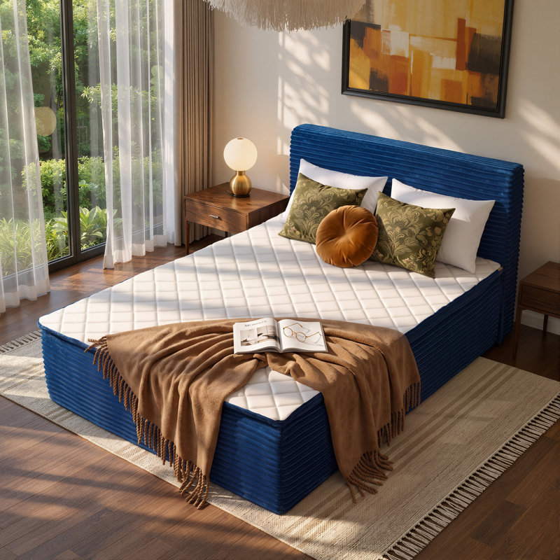 Full 16" Extra-Thick Memory Foam Mattress with Headboard, All-in-One Bed, No Assembly Platform Bed, Medium Firm, No Box Spring Needed