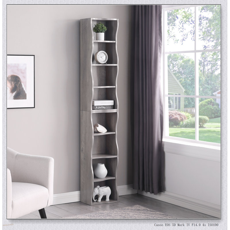 Bibliothèque ultra mince à 8 couches avec bordure ondulée, idéale pour la présentation et le rangement de votre bureau personnel