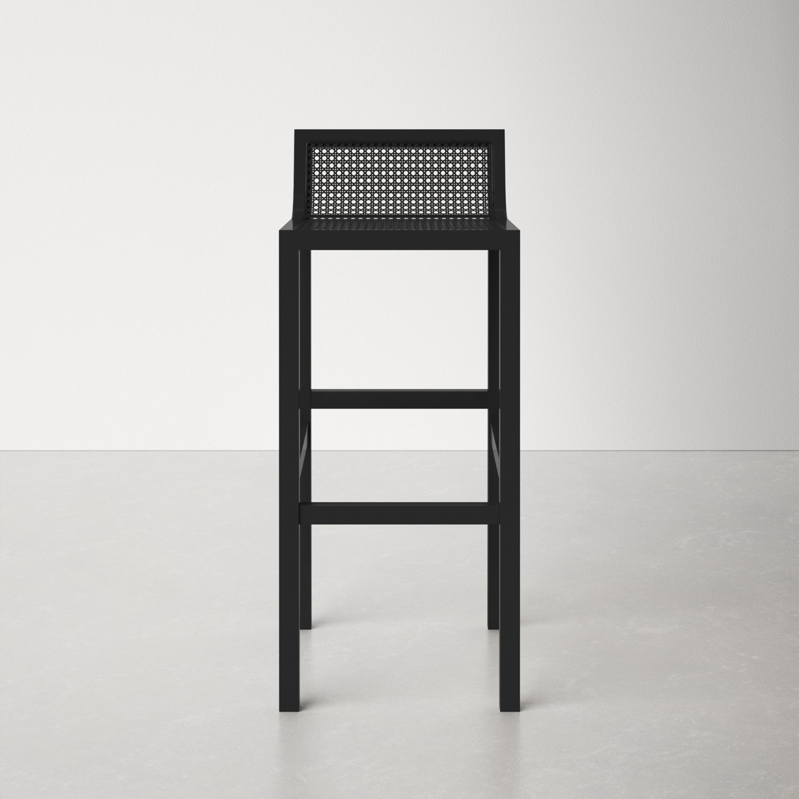 McCarthy Cane Bar & Counter Stool, Black / Black, Bar Stool(31.5” Seat Height)