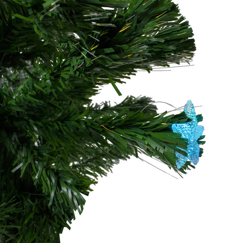 Arbre de Noël artificiel pré-éclairé en couleur avec lumières à fibre optique, H 4 pi