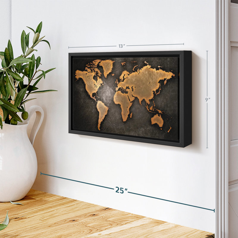 "Art mural carte du monde en cuivre", H 9 po x l 13 po