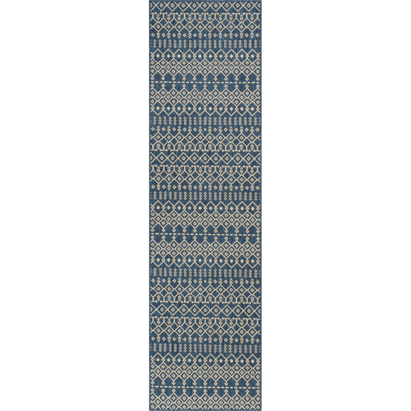 Geometric Synthetic Indoor / Outdoor Area Rug, Runner 80 x 300 cm